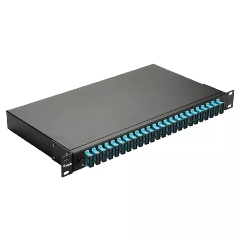 Equip 24-poorts glasvezel-lasbox, SC duplex, OM3, 1U, gevuld, zwart