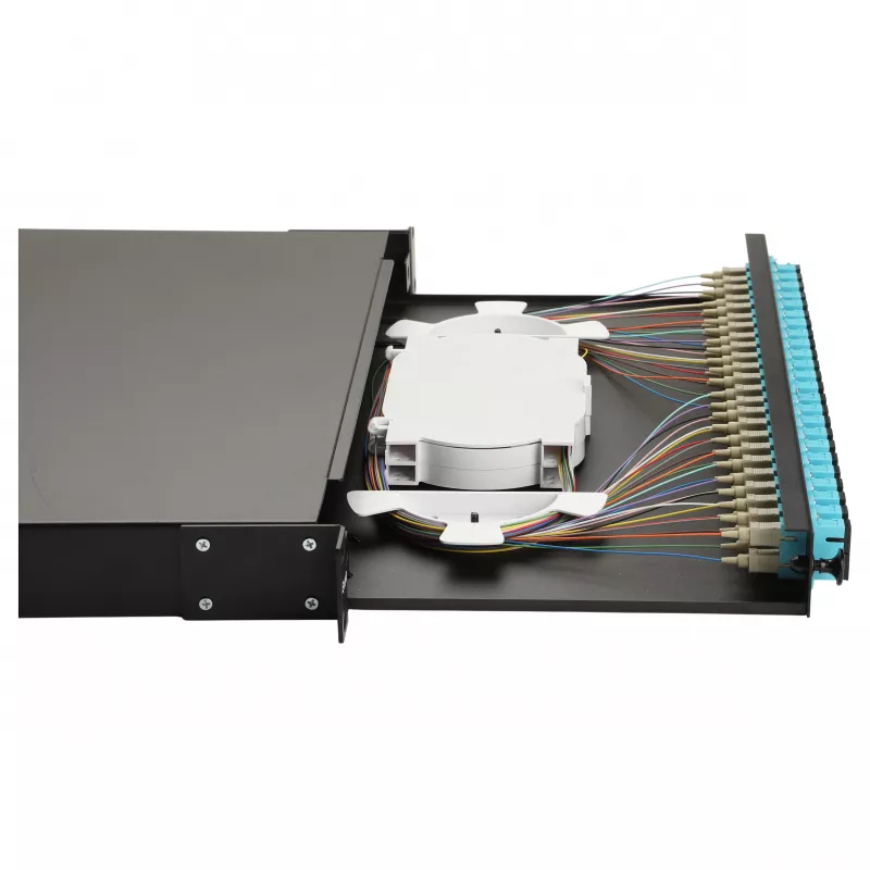 Equip 24-poorts glasvezel-lasbox, SC duplex, OM3, 1U, gevuld, zwart