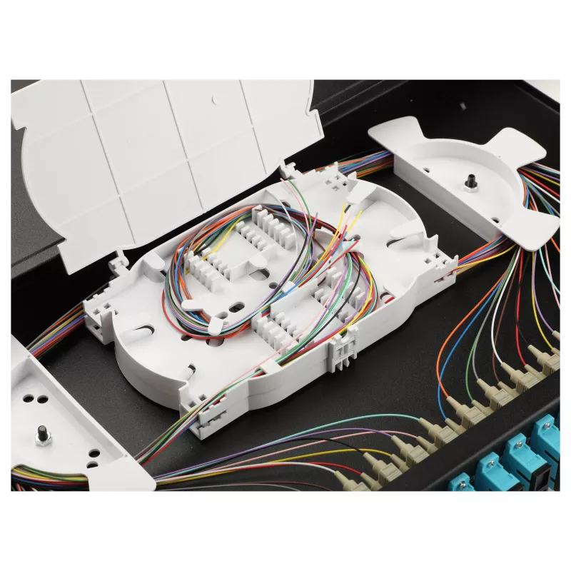 Equip 24-poorts glasvezel-lasbox, SC duplex, OM3, 1U, gevuld, zwart