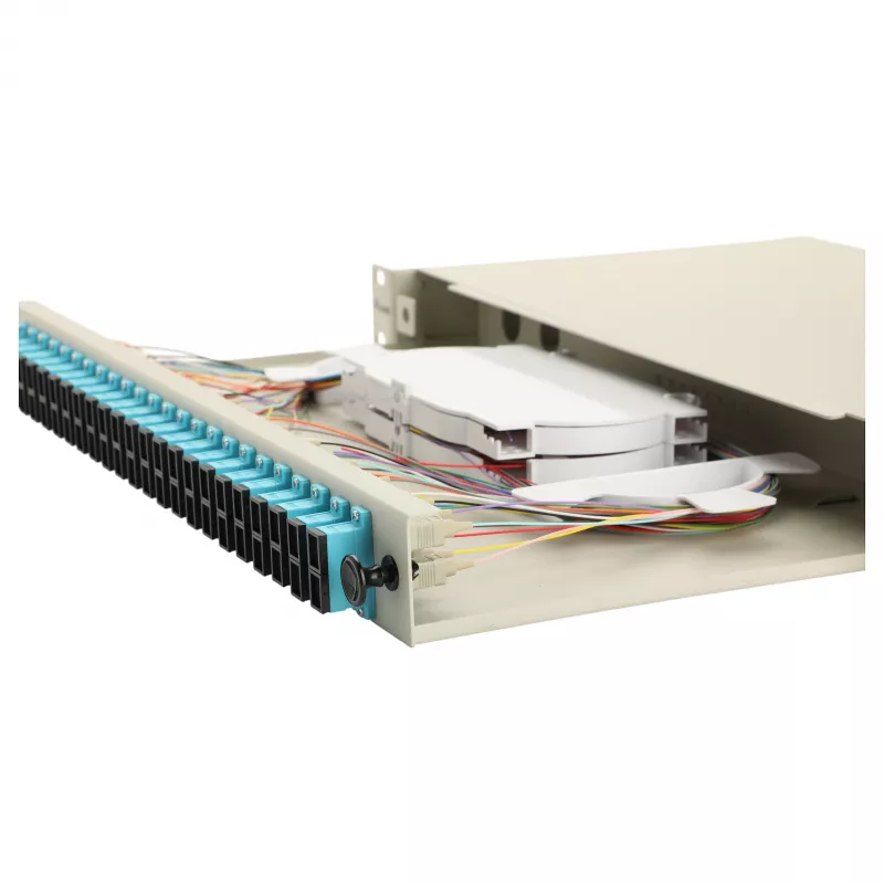 Equip 24-poorts glasvezel splicebox, SC duplex, OM3, 1U, compleet uitgerust, grijs