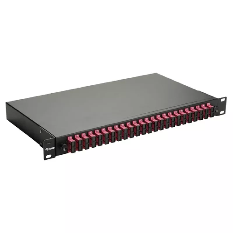 Equip 24-poorts glasvezel splicebox, SC duplex, OM4, 1U, gepatcht, zwart