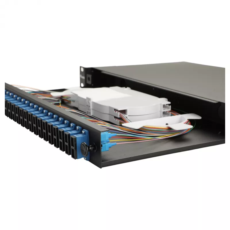 Equip 24-poorts glasvezel-lasbox, SC duplex, OS2, 1U, gevuld, zwart