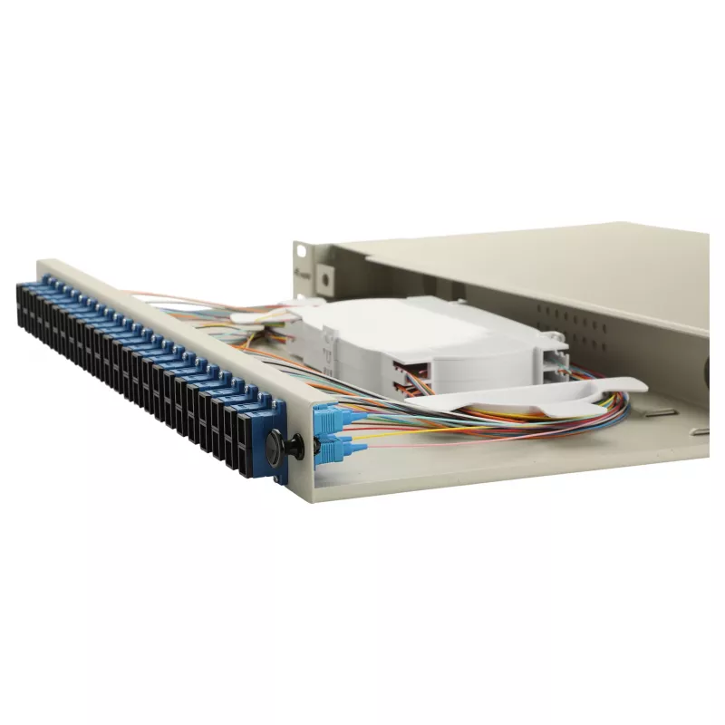Equip 24-poorts glasvezel splicebox, SC duplex, OS2, 1U, bestukt, grijs