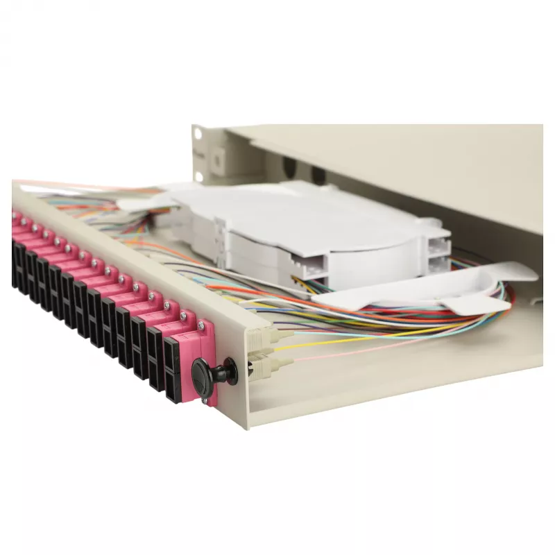 Equip 24-poorts SC duplex OM4 glasvezel-lasbox 1U rackmount, gevuld, grijs