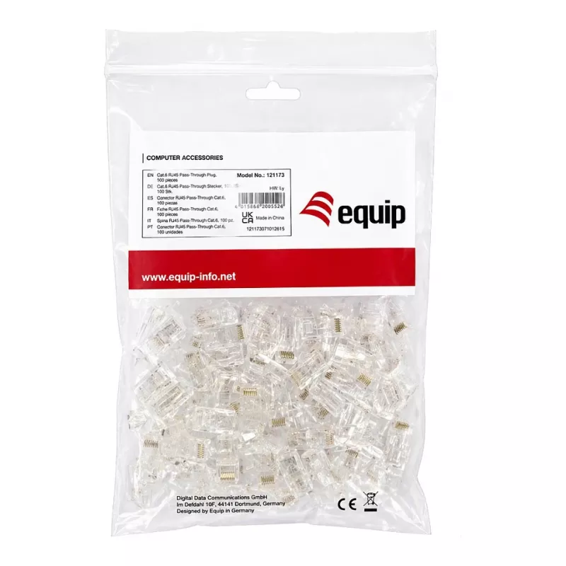 Equip Cat6 RJ45 UTP Unshielded Connector Kit (100 stuks) - Transparant