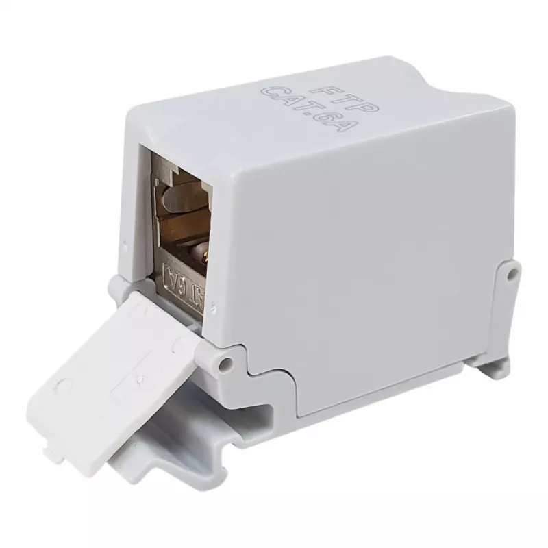 Equip Cat6A afgeschermde keystone-koppeling 1xRJ45 DIN-rail grijs
