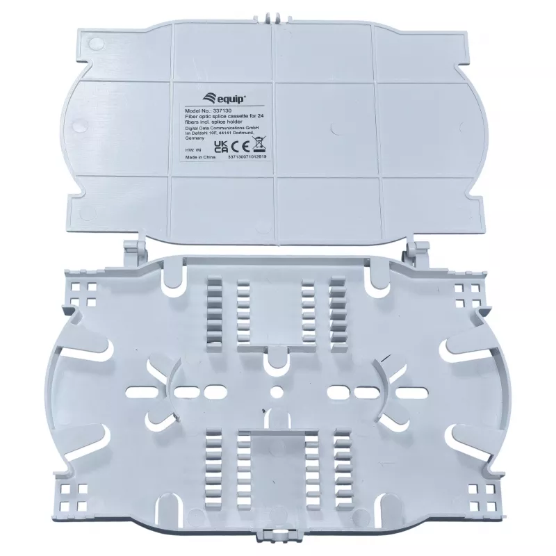 Equip glasvezel-lascassette 2x12 – tray, deksel & 2 vezelhouders