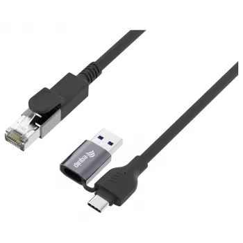 Equip GigaBit USB-C+A naar RJ45 adapter, zwart