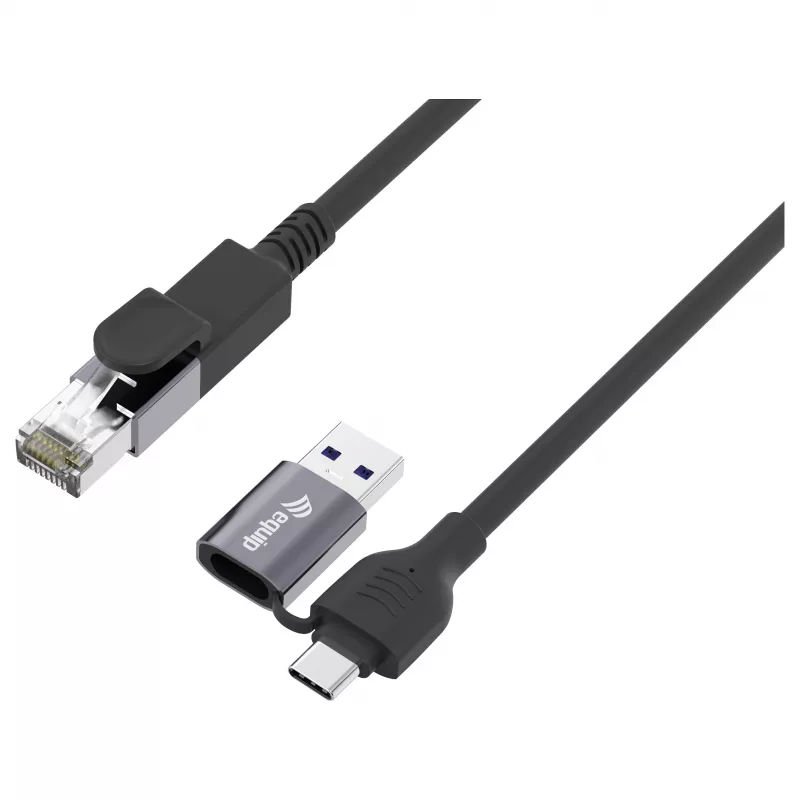 Equip GigaBit USB-C+A naar RJ45 adapter, zwart