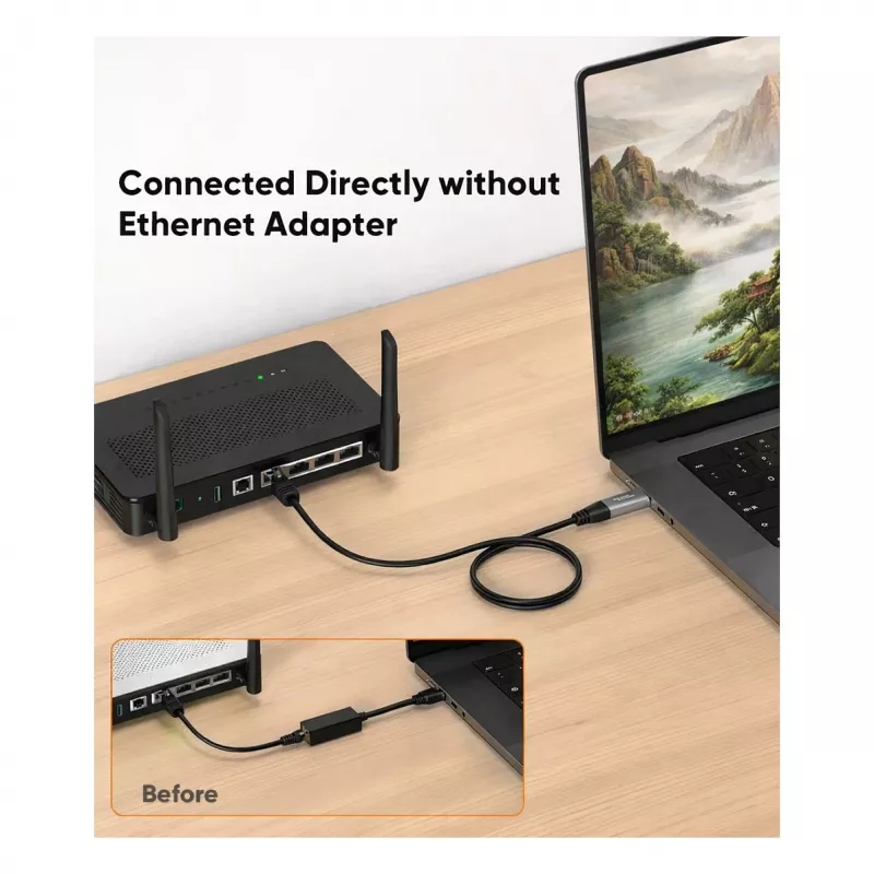 Equip Gigabit USB-C / USB-A naar RJ45 ethernet-adapter - zwart