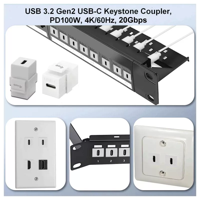 Equip Keystone Coupler USB 3.2 Gen 2 USB-C naar USB-C bus naar bus, wit