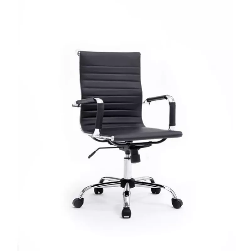 Equip bureaustoel met geribbelde bekleding/rugleuning zwart