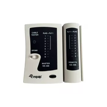Equip twisted pair-kabeltester, RJ-11, RJ-12, RJ-45, kortsluitingstest, transmissietest, wit, TX/RX, CE, RoHS