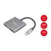 EQUIP USB-C 4-in-1 dual-HDMI-adapter met 100W PD, 4K MST, aluminium