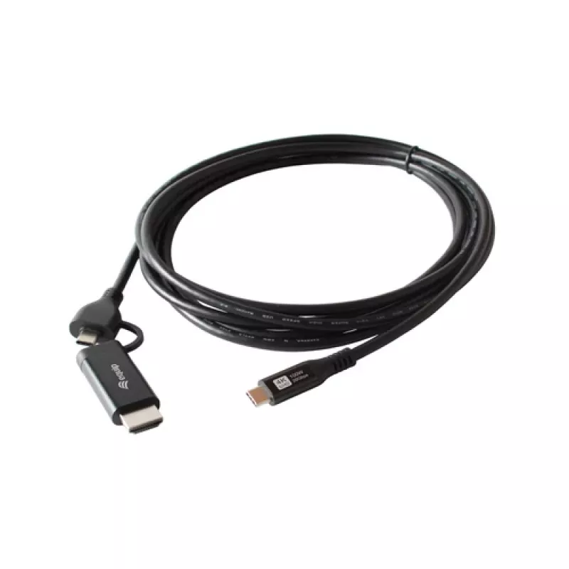 Equip USB-C naar USB-C + HDMI adapter met 100W Power Delivery, 4K 60Hz, aluminium