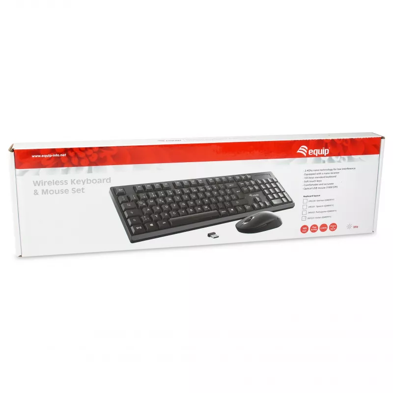 Equip draadloze toetsenbord- en muisset - Duitse layout - zwart