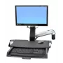 Ergotron 45-260-026 Track Mount Kit, in hoogte verstelbare monitorarm met toetsenbordplateau, uitschuifbaar muisplateau, polssteun en barcode-scannerhouder, voor lcd's tot 24 inch, VESA 75/100 mm, gepolijst aluminium