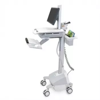 Ergotron mobiele medische workstation-wagen voor LCD-display / pc-uitrusting - LiFe-accu, EU - medisch - kunststof, aluminium, verzinkt staal - grijs, wit, gepolijst aluminium - schermformaat: tot 22 inch
