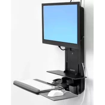 Ergotron Sit-Stand Vertical Lift, Patient Room - montagekit (polssteun, muishouder, verticale verstelrail, barcodescannerhouder, toetsenbordplateau, monitorarm, uitschuifbare muisplateau)