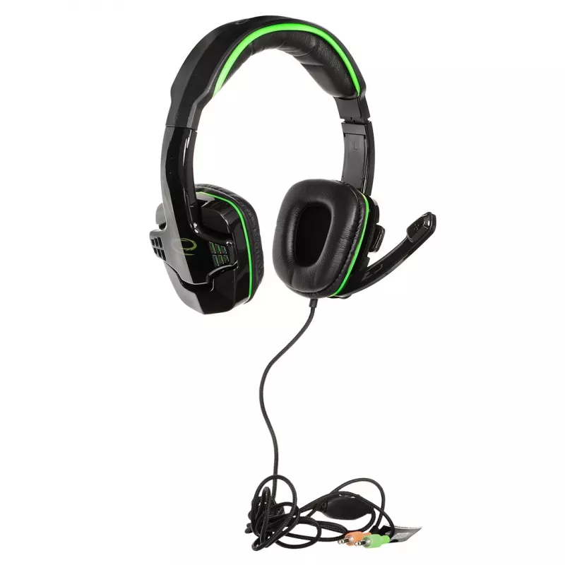 Esperanza EGH310G gaming-headset met beugelmicrofoon, bedraad, 3,5-mm-jack, zwart & groen