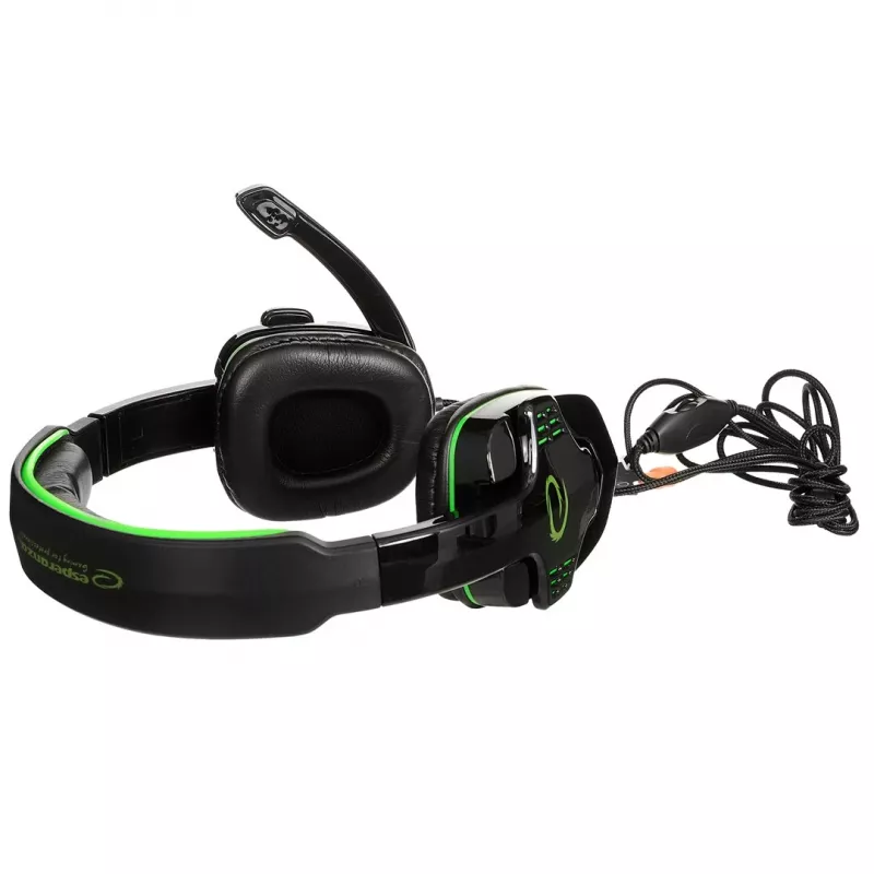 Esperanza EGH310G gaming-headset met beugelmicrofoon, bedraad, 3,5-mm-jack, zwart & groen