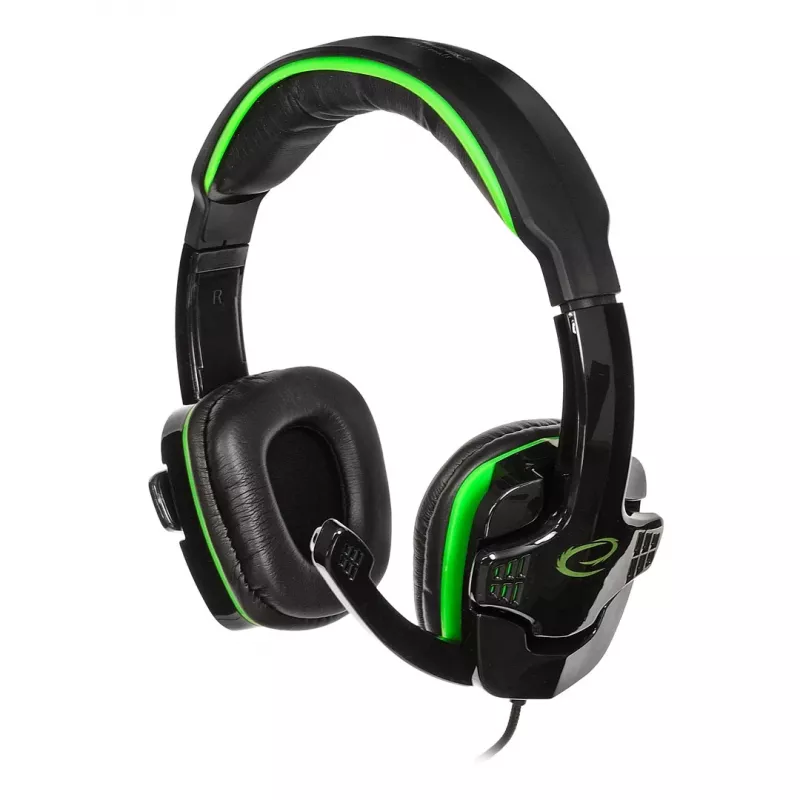 Esperanza EGH310G gaming-headset met beugelmicrofoon, bedraad, 3,5-mm-jack, zwart & groen