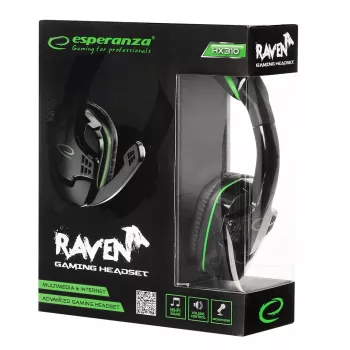 Esperanza EGH310G gaming-headset met beugelmicrofoon, bedraad, 3,5-mm-jack, zwart & groen