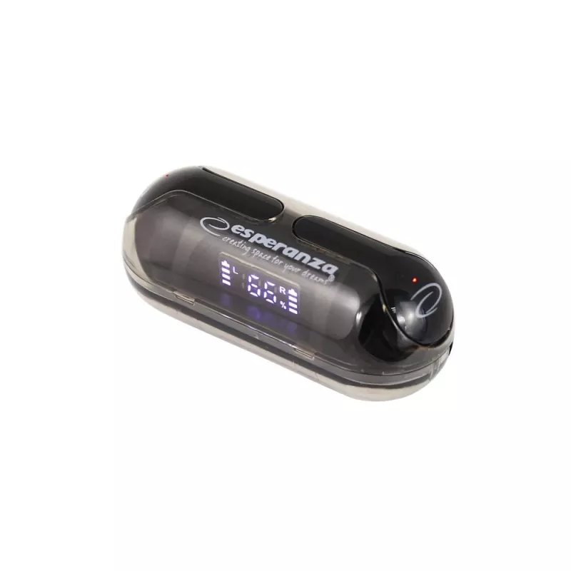 Esperanza EH239K True Wireless Stereo Bluetooth in-ear koptelefoon met oplaadcase, touchbediening, ingebouwde microfoon, zwart