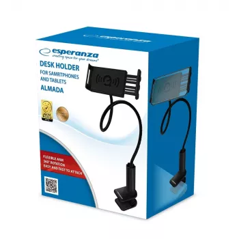 Esperanza EMH142 deskhouder voor smartphones en tablets, zwart