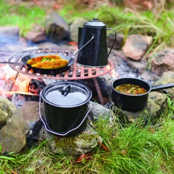 Esschert Design FF215 camping-kookgerei-set zwart 7-delig
