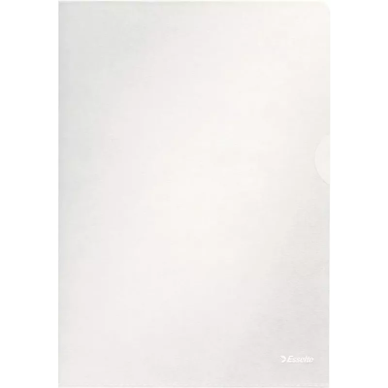 Esselte Standard A4 documenthoezen, polypropyleen, geribbeld, 0,12 mm, boven en zijdelings open, documentveilig, duimuitholling, 100-pack 54832