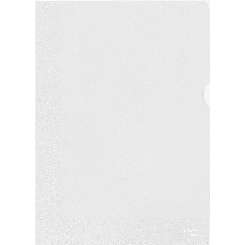 Esselte Standard A4 documenthoezen, polypropyleen, geribbeld, 0,12 mm, boven en zijdelings open, documentveilig, duimuitholling, 100-pack 54832