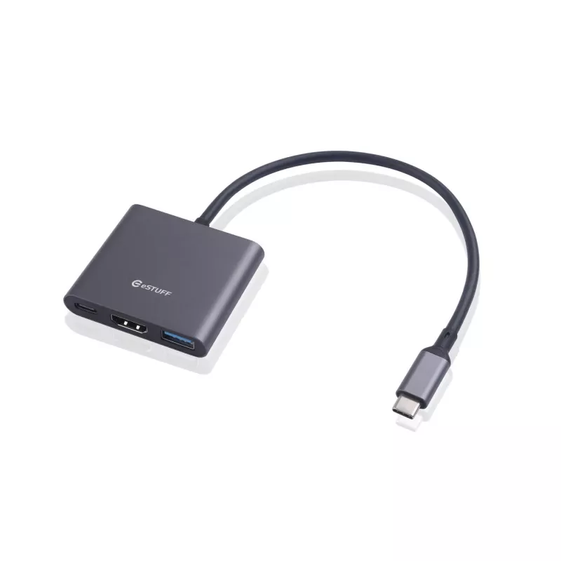 ESTUFF USB-C AV-multiporthub (USB-C, 7-in-1, HDMI 4K60, 2x USB-A 3.0, USB-C PD 60W, Gigabit Ethernet, SD/MicroSD)
