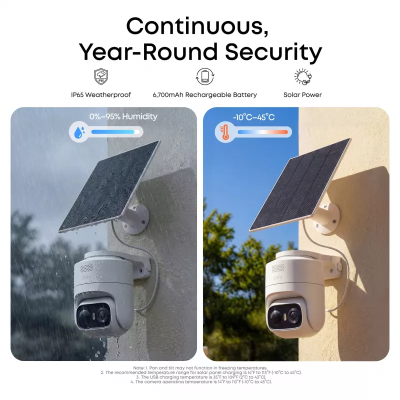 eufy eufyCam C36 solo 4K UHD draadloze Solar Beveiligingscamera, Wit