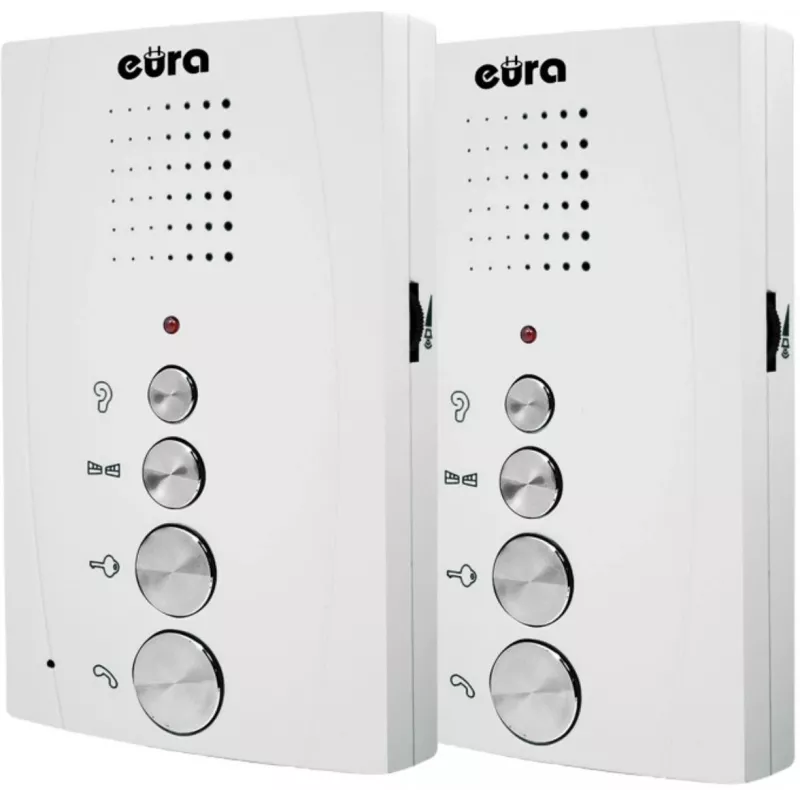 EURA ADP-51A3 DIFESA 1-gezins audio-deurintercom met 2 handsets, wit