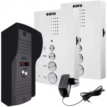 EURA ADP-51A3 DIFESA 1-gezins audio-deurintercom met 2 handsets, wit