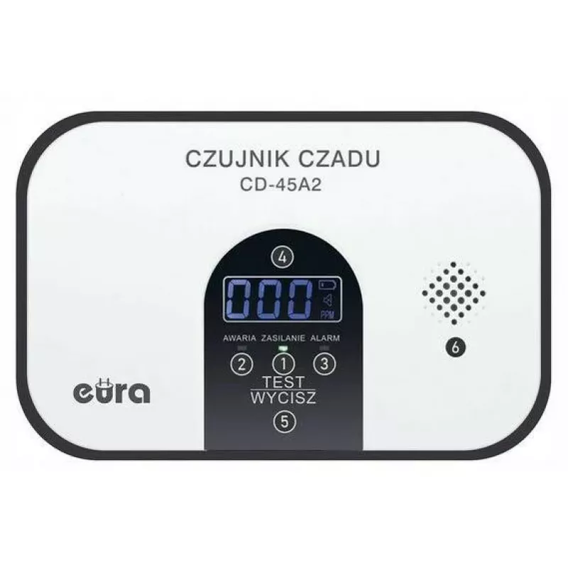 EURA CD-45A2 vrijstaande koolmonoxidemelder, batterijgevoed, LCD-display