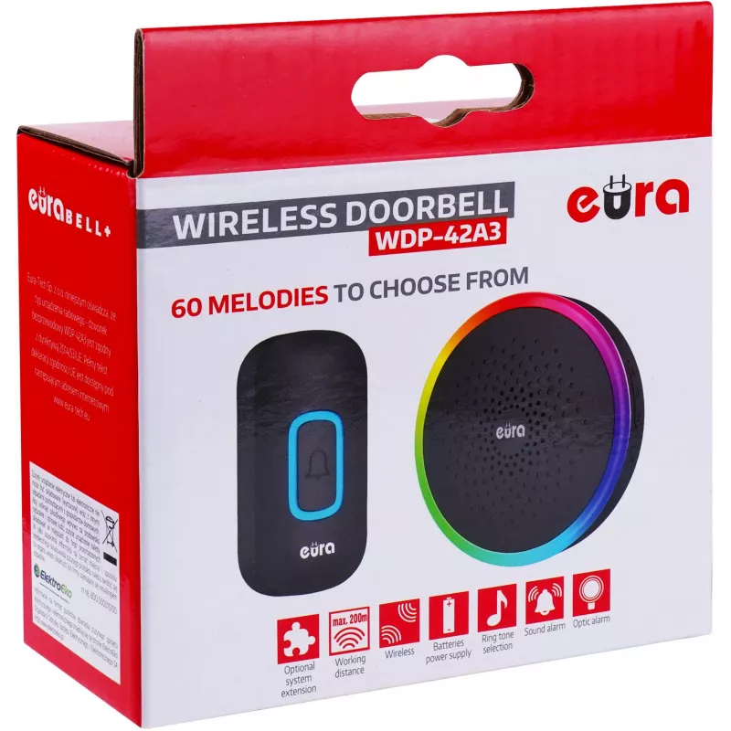 EURA WDP-42A3 draadloze deurbel - zwart