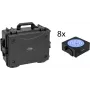EUROLITE Set 8x AKKU IP Flat Light SMD RGBW IP65 Zwart + kunststof koffer met trolley