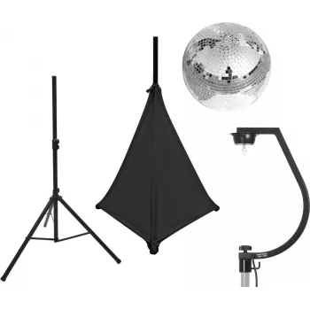 EUROLITE spiegelbol-set 30 cm met standaard en zwarte afdekking 20000705