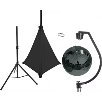 EUROLITE spiegelbol-set 50cm zwart met standaard en zwart zeil 20000709