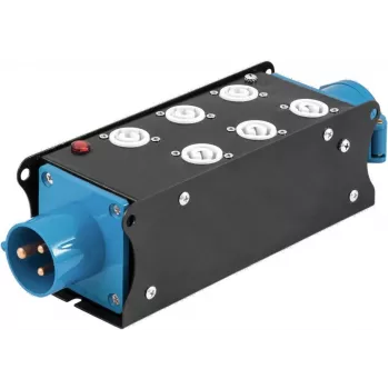 EUROLITE SAB-62X 19 inch 2U 3-fasen stroomverdeler met 6 Schuko-stopcontacten, 16A CEE-ingang, 11kW 60003755