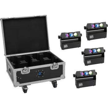 EUROLITE set 4x AKKU MBT-3 Spot MK2 LED uplight + flightcase met wielen en laadfunctie