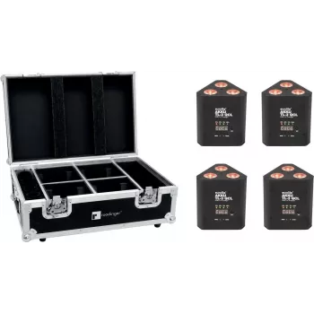 EUROLITE set 4x AKKU TL-3 QCL RGB+UV trusslight + case met laadfunctie 20000854