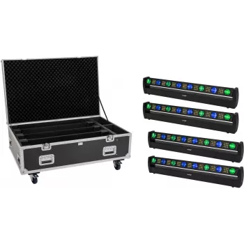 EUROLITE Set 4x LED BAR-8 SWING QCL bar met flightcase en wielen