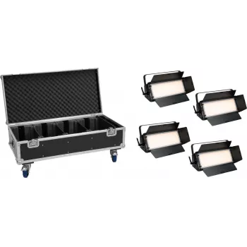 EUROLITE set 4x LED PLL-576 CW/WW paneel + case met wielen DMX 576 LEDs 3000-6000K