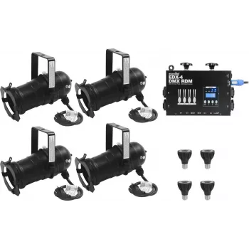 EUROLITE set 4x PAR-20 spot zwart dim2warm + EDX-4 DMX RDM LED-dimmerpack (20000695)