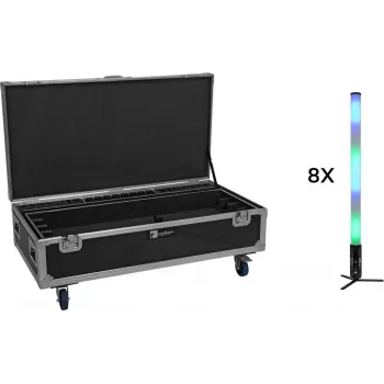 EUROLITE set 8x AKKU IP Pixel Tube 360° PRO CRMX + flightcase rollen laden