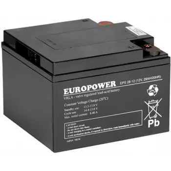 Europower AGM batterij EPS serie 12V 28Ah (8-12 jaar levensduur)