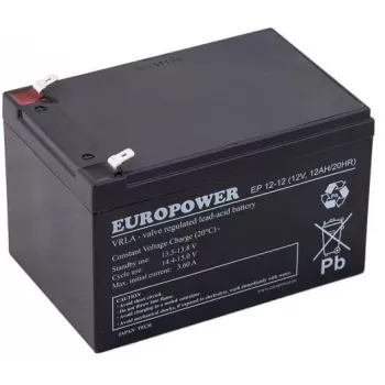 Europower EP12-12 12V 12Ah AGM Batterij